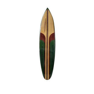 Wooden Surfboard Wall Art Green on white background