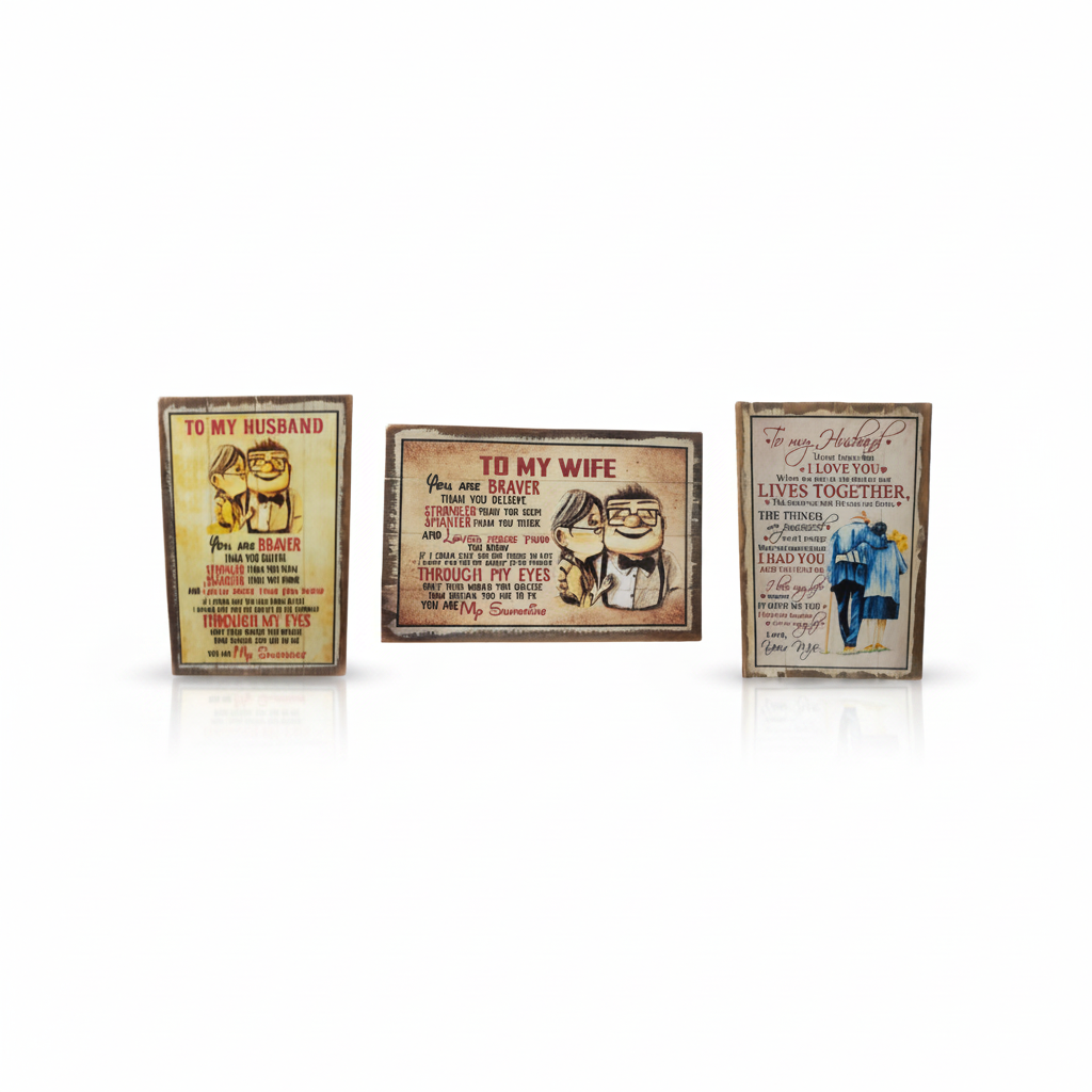 Choose from three wooden quote signs with heartfelt messages for a husband or wife. A thoughtful gift filled with love and appreciation, perfect for an anniversary, birthday or simply reminding your partner how much they mean to you.