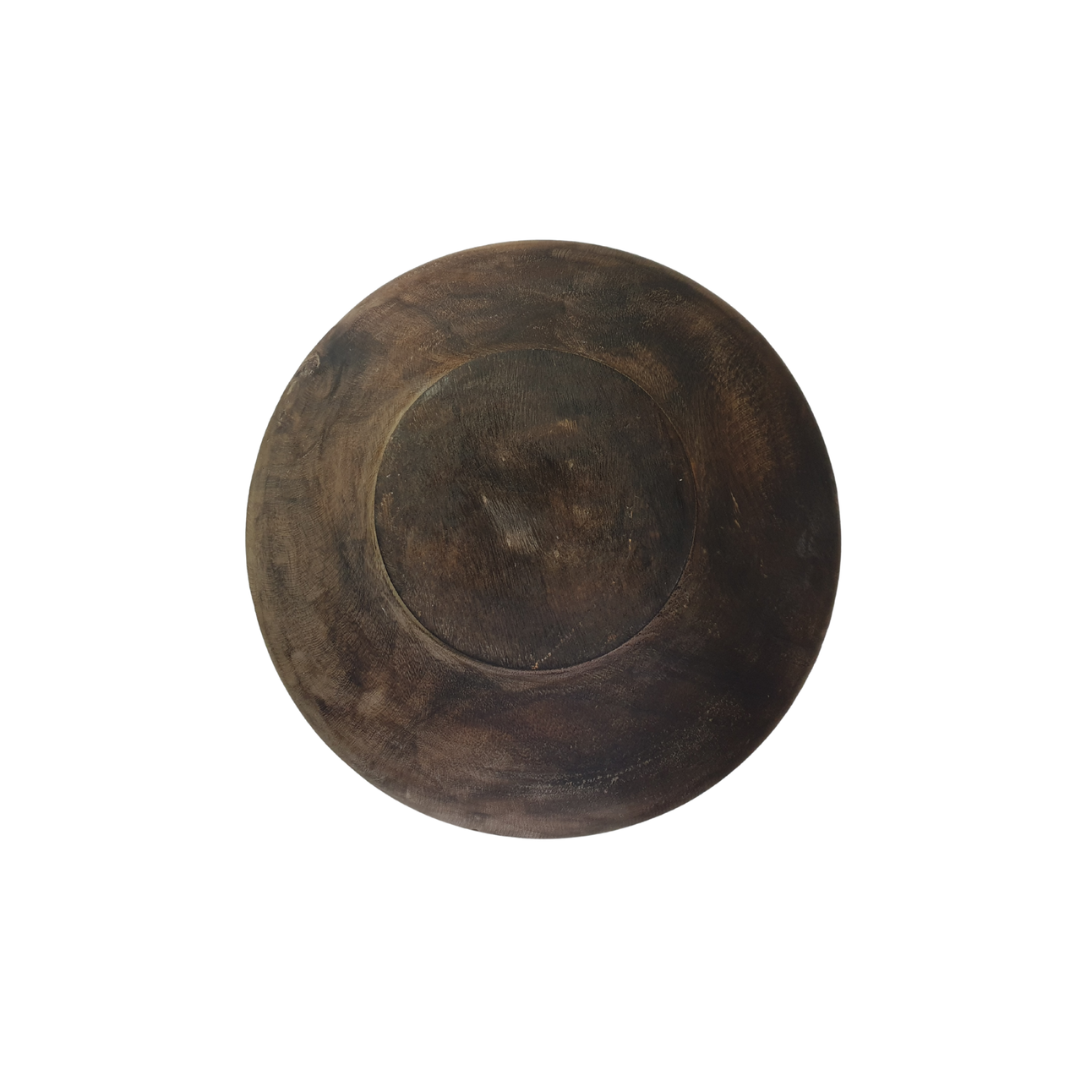 Wooden bowl on a white background