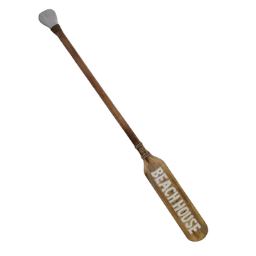 Beach House Paddle Sign Wall Decor with a round grey tip and raised BEACH HOUSE lettering