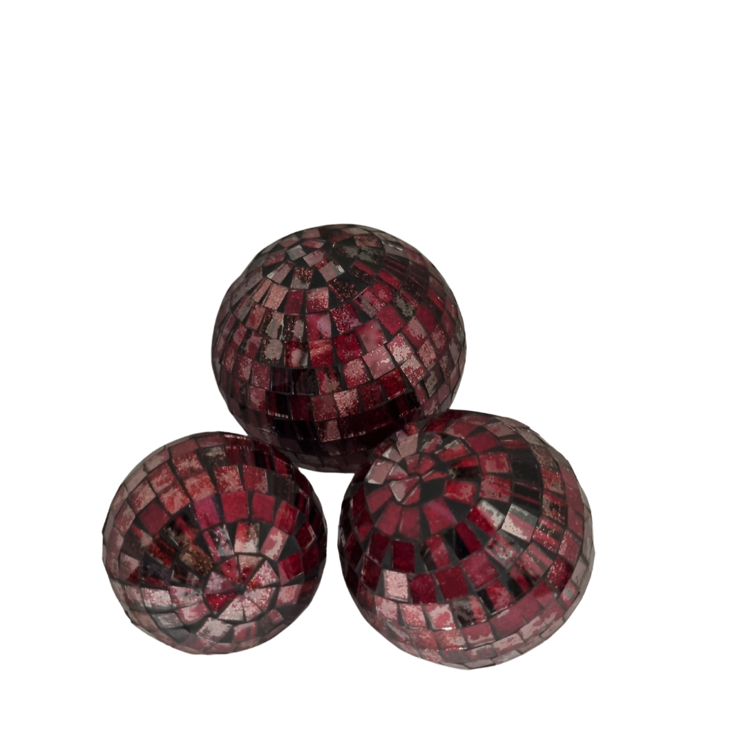 Elegant Mosiac Decorative Balls – Mosaic Charm for Home & Office RED