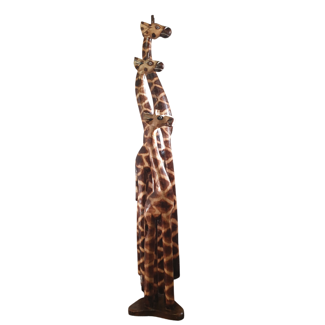 wooden statues set on a white background 