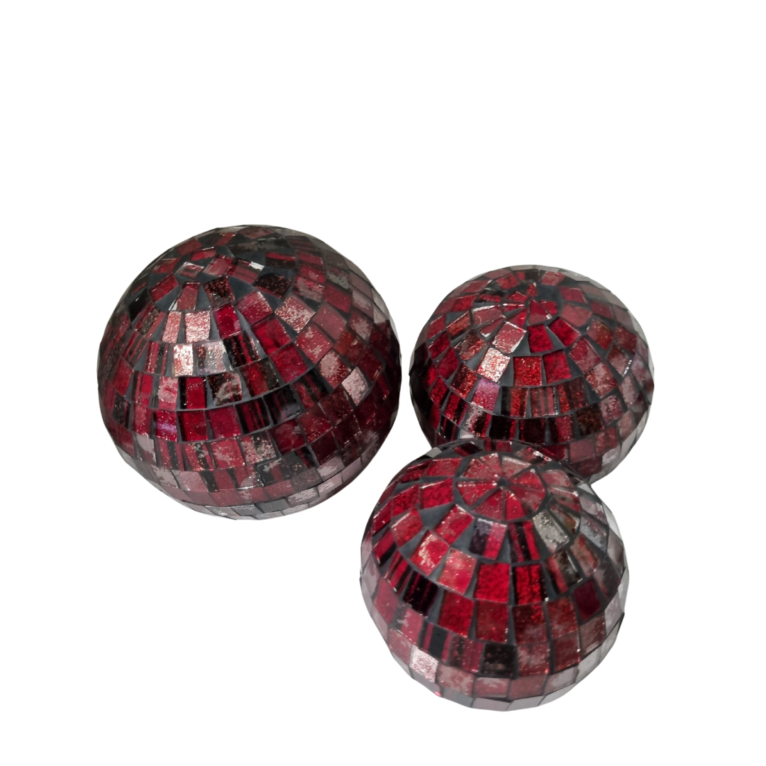 Elegant Mosiac Decorative Balls – Mosaic Charm for Home & Office RED