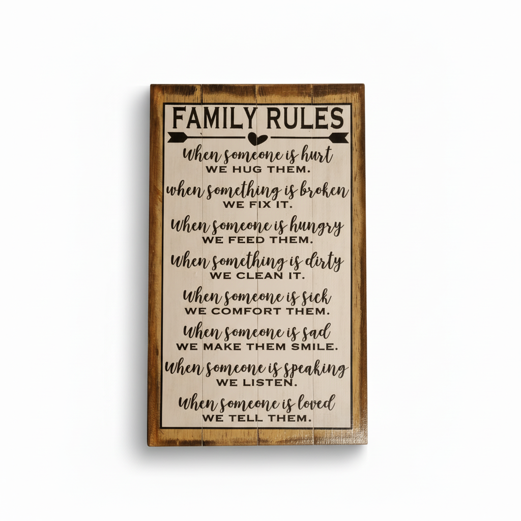family rules sign set of a white background