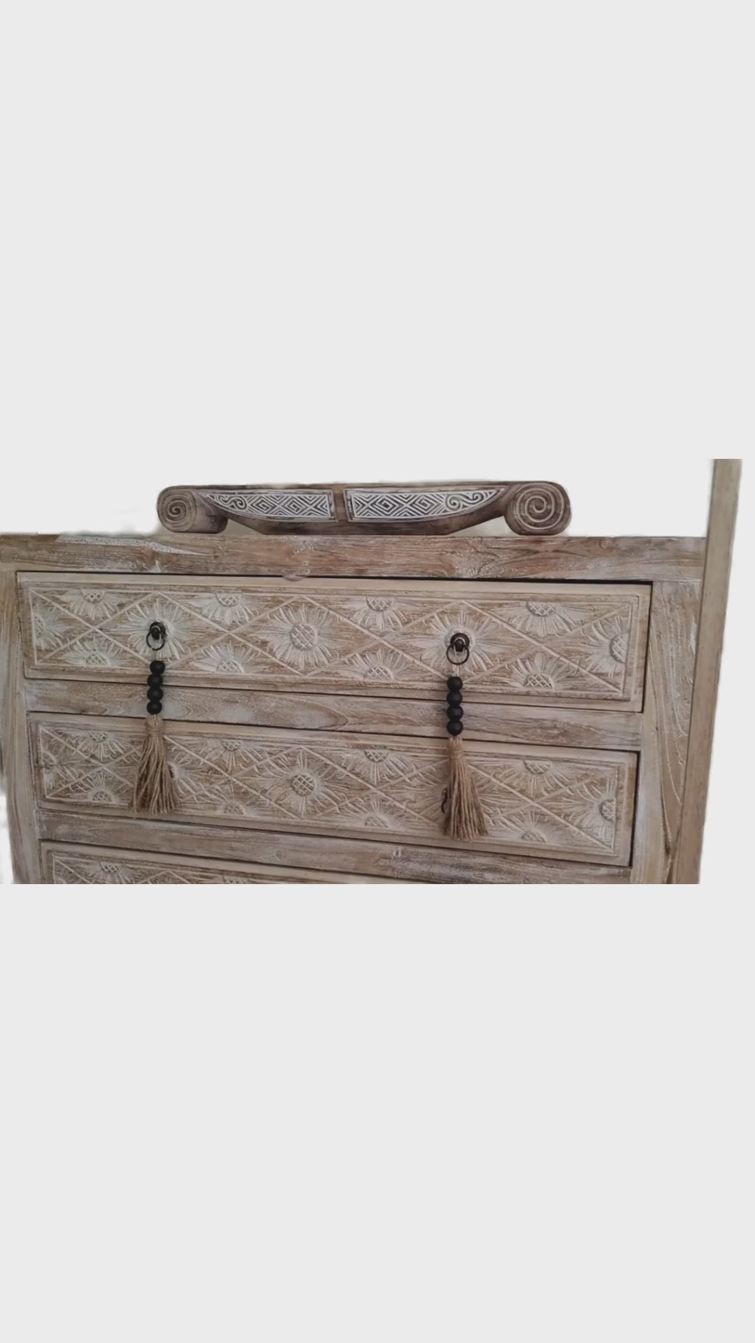 Tribal Whitewash Longboat Tray