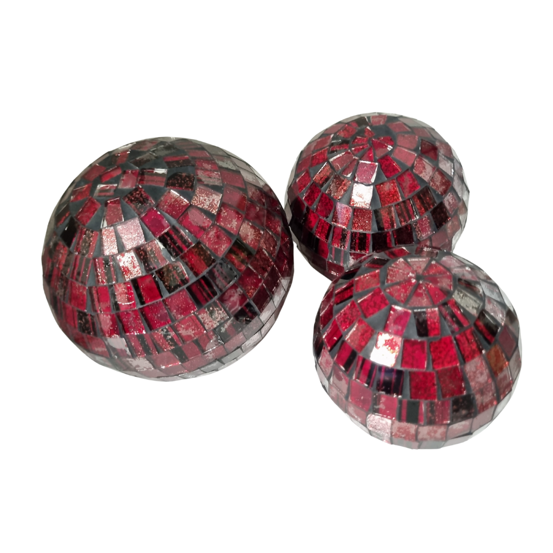 Elegant Mosiac Decorative Balls – Mosaic Charm for Home & Office RED