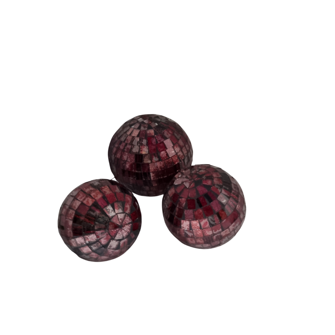 Elegant Mosiac Decorative Balls – Mosaic Charm for Home & Office Red