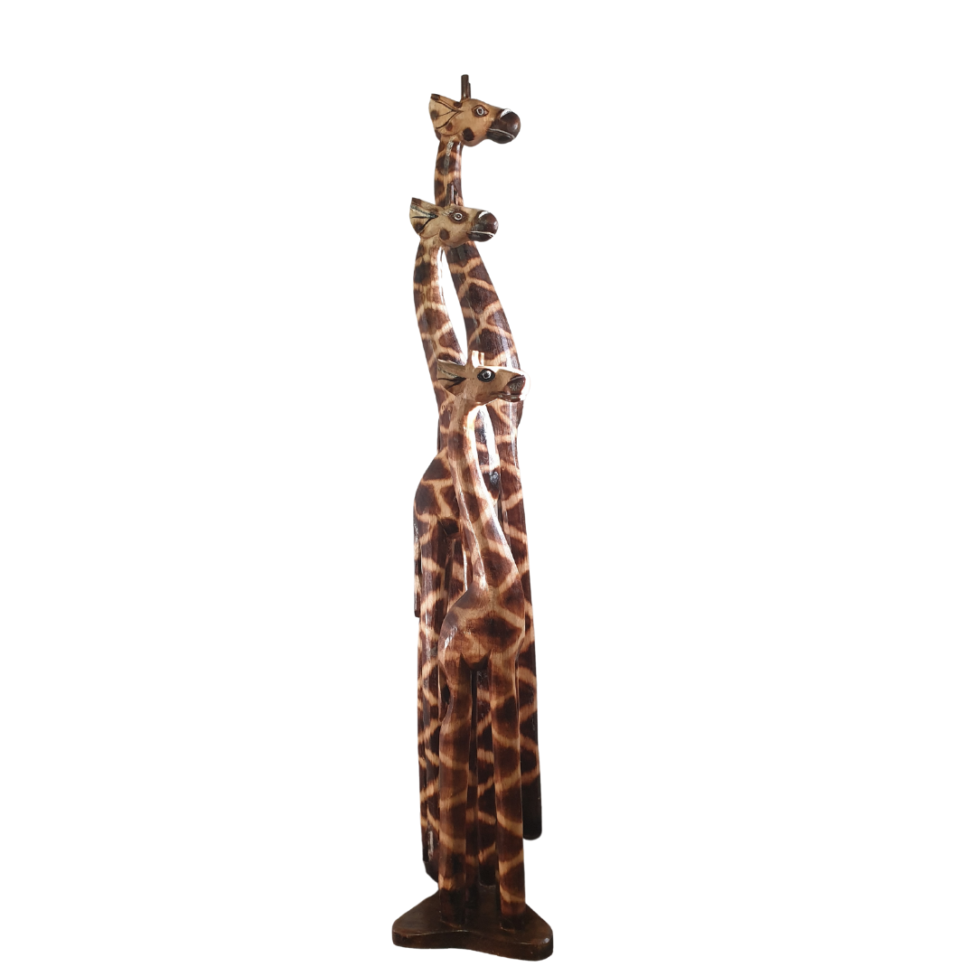side by side giraffe statues ranging from the small than medium and than large design
