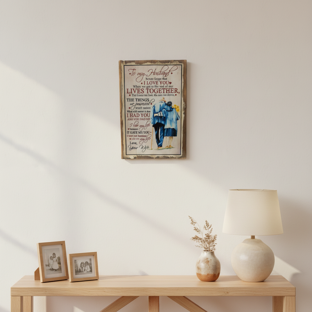 Our Lives Together
A touching message about growing older together and valuing the life and memories you share. This design makes a beautiful gift for a husband, especially for an anniversary or special milestone.