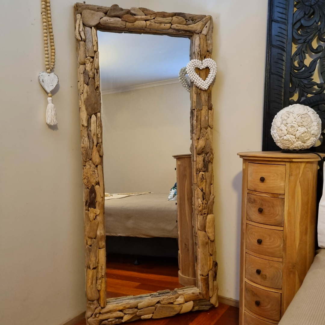 handmade  large driftwood mirror