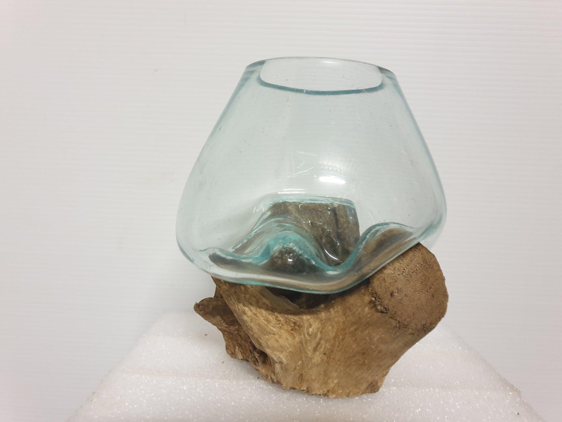 Slumped Glass on Driftwood 