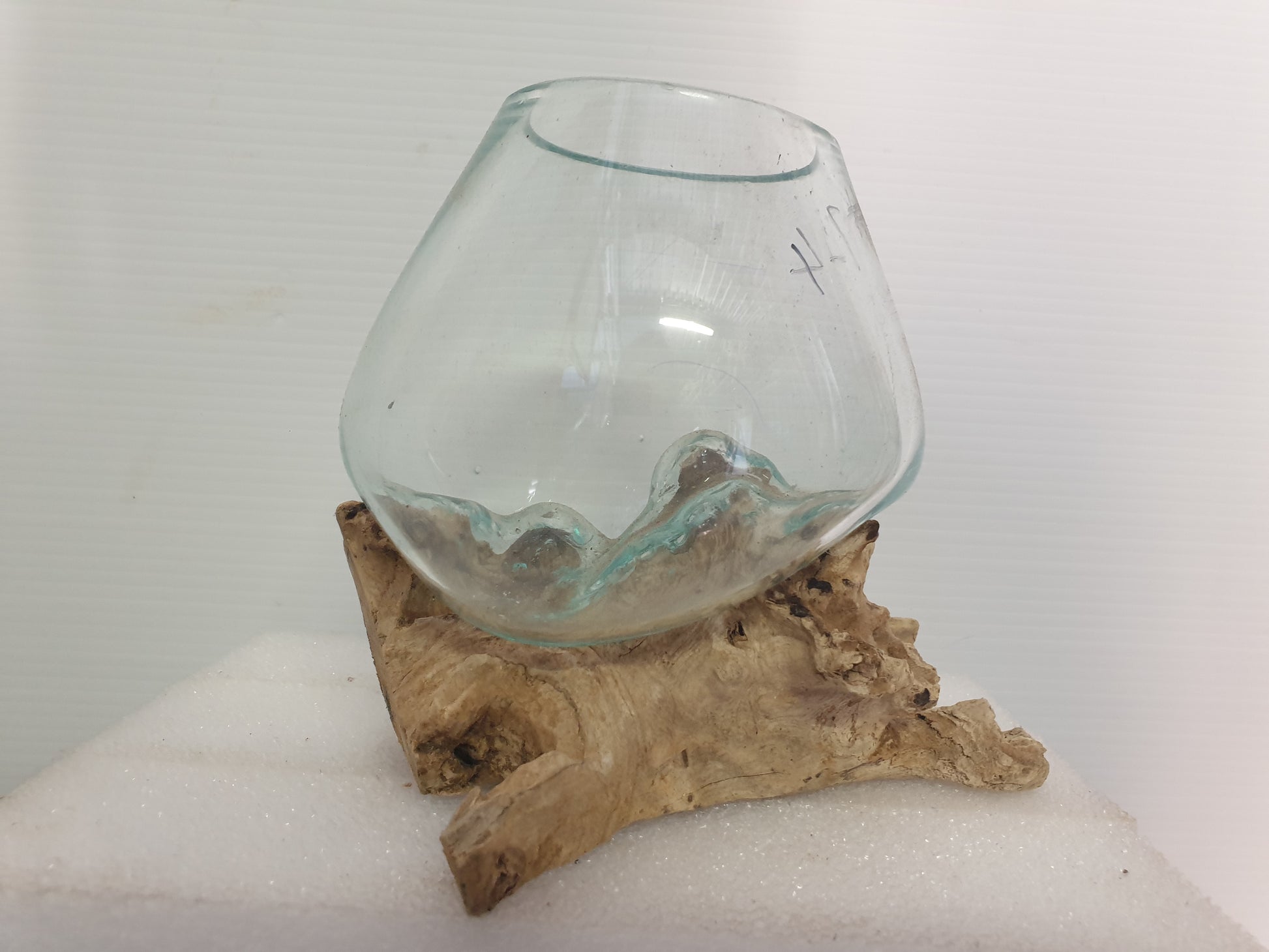 Slumped Glass on Driftwood 