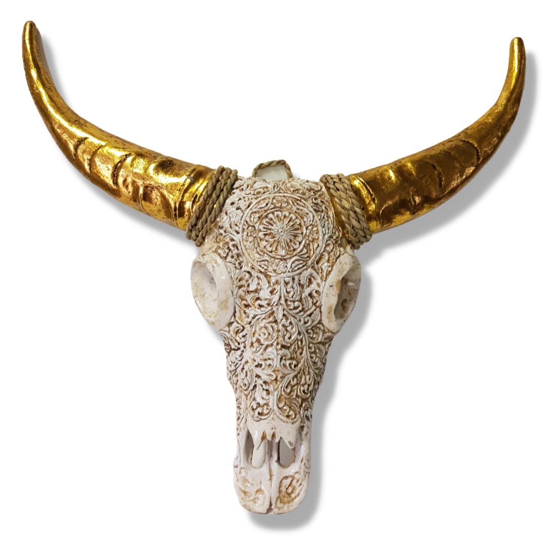 White & Gold  bull head wall hanging 