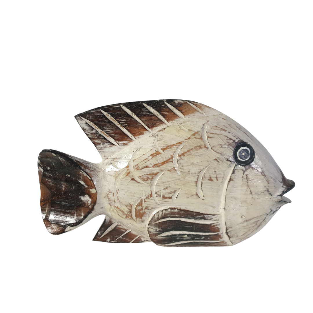 wooden hand crafted decor set on a white background