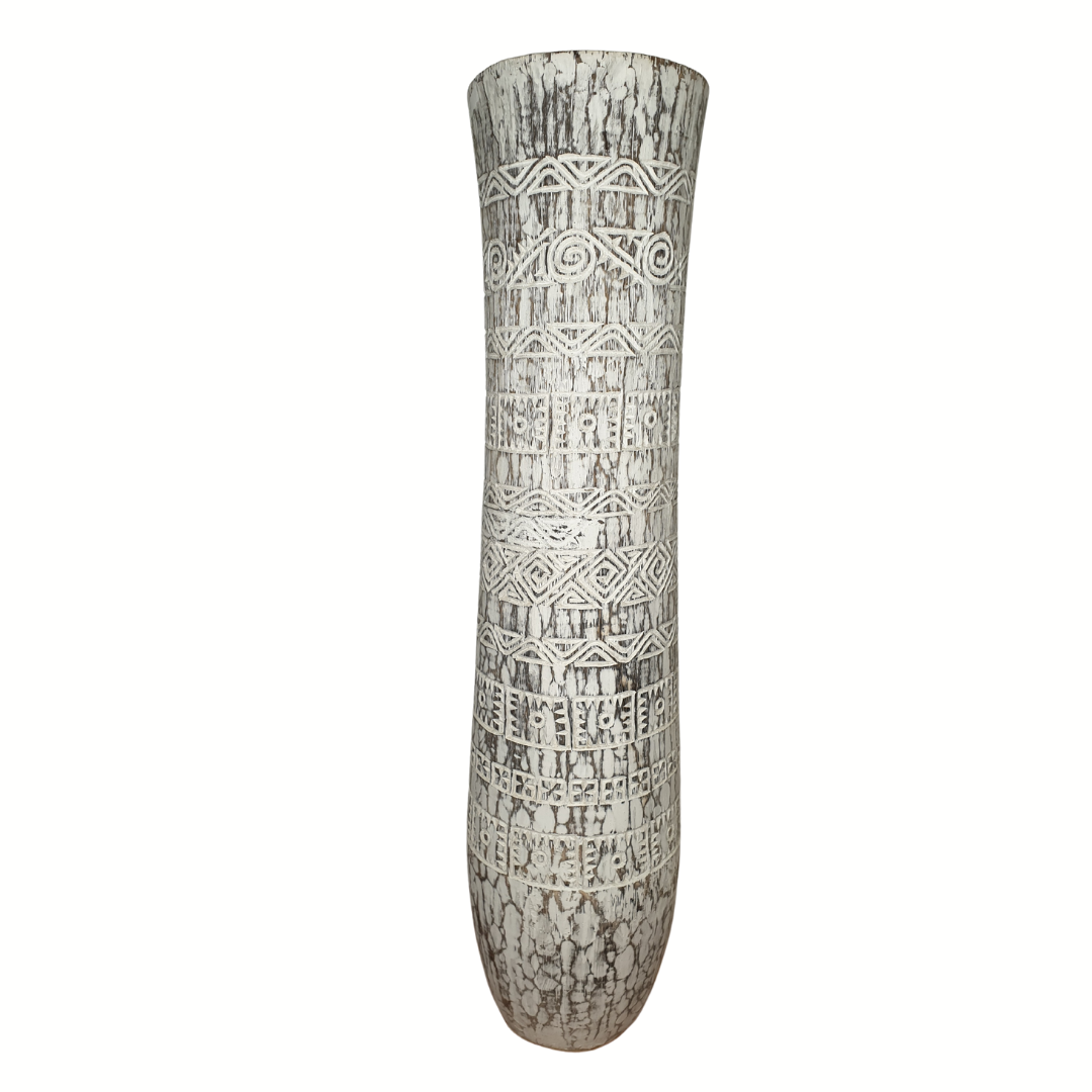 Natural Coco pot tree tribal home decor on a white back ground 100x23cm_COCO_Pot_Style_2