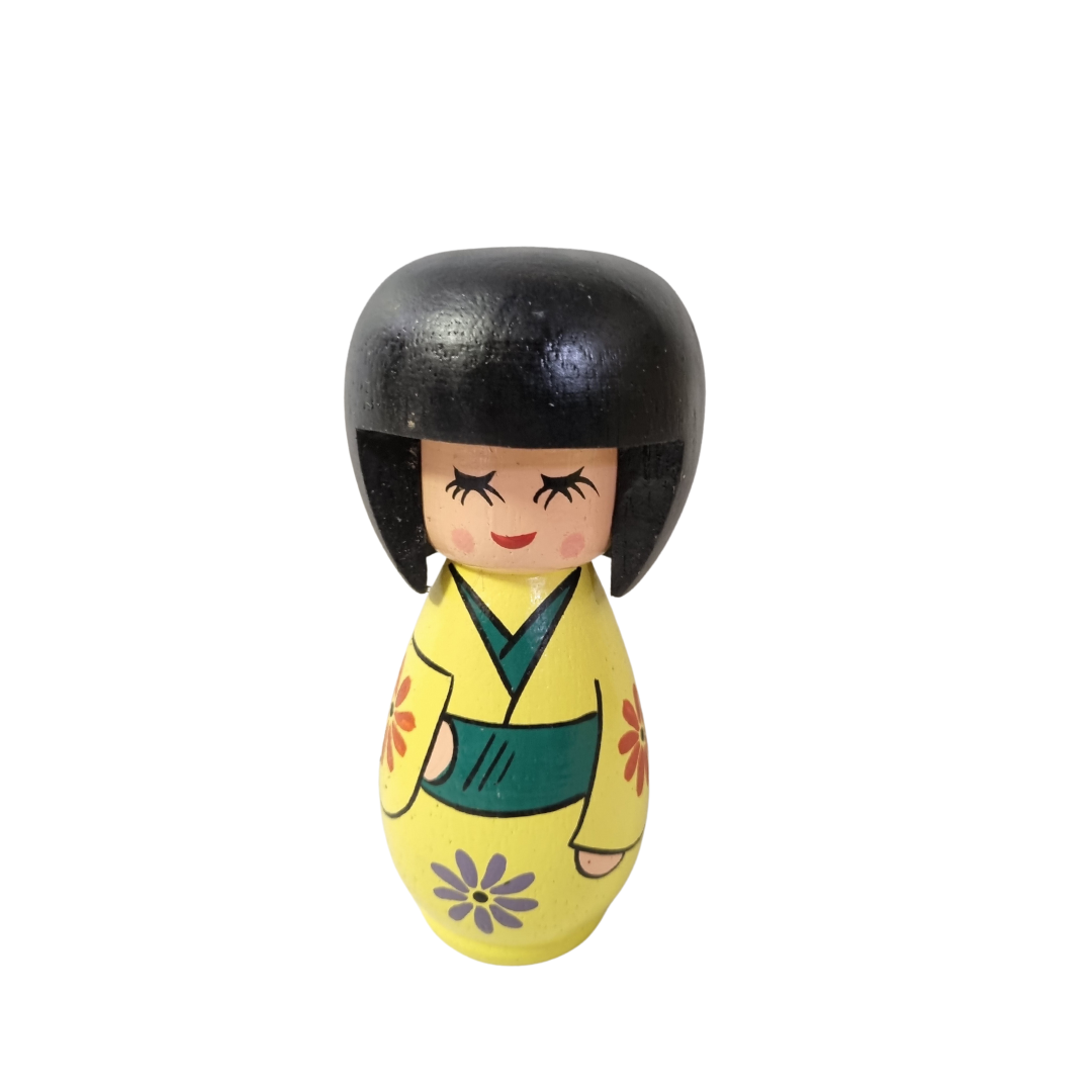Japanese Wooden Doll yellow
