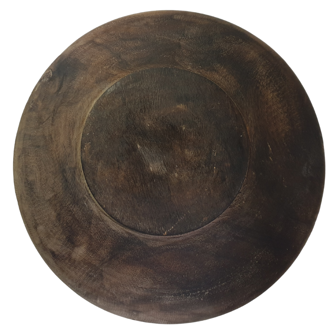 wooden bowl back view showing its rustic design 