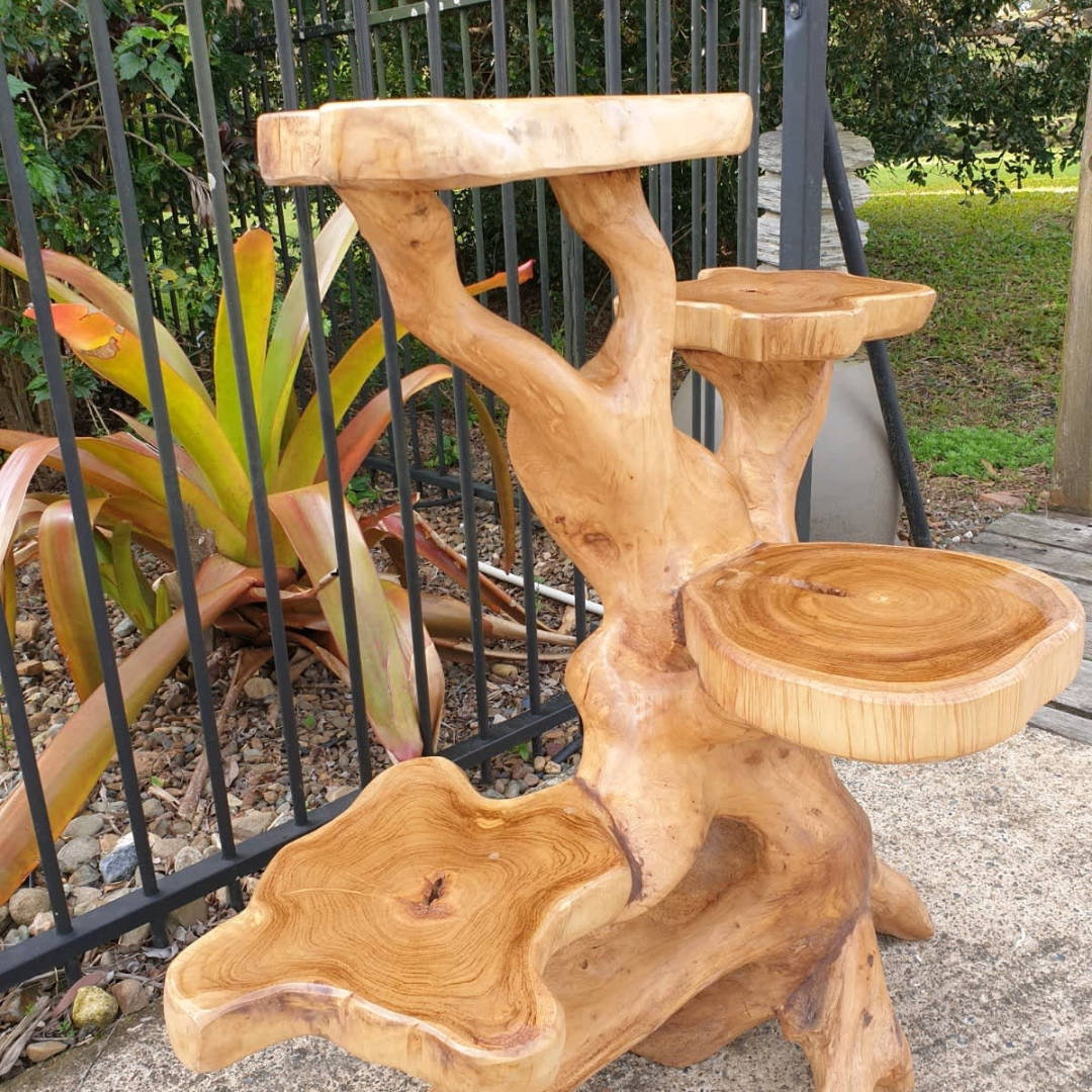 Teak Root Wood Plant Stand Furniture